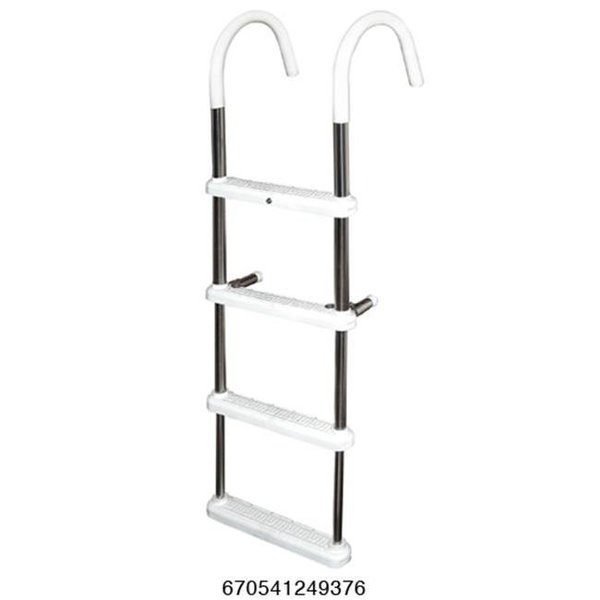 Jif Marine JIF Marine DMT4-7 4 Step Gunwale 7 in. Hook Boat Ladder - Stainless Steel DMT4-7